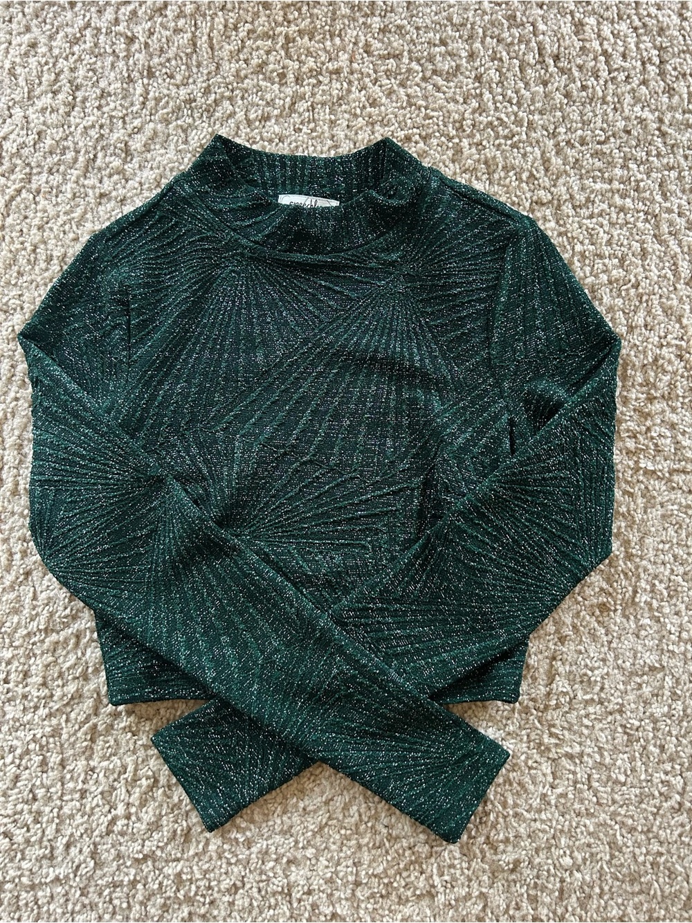 Speechless Emerald Sparkle Mock Neck Long Sleeve